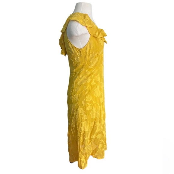Joie ruffle floral yellow dress sz- 6 - Picture 3 of 6